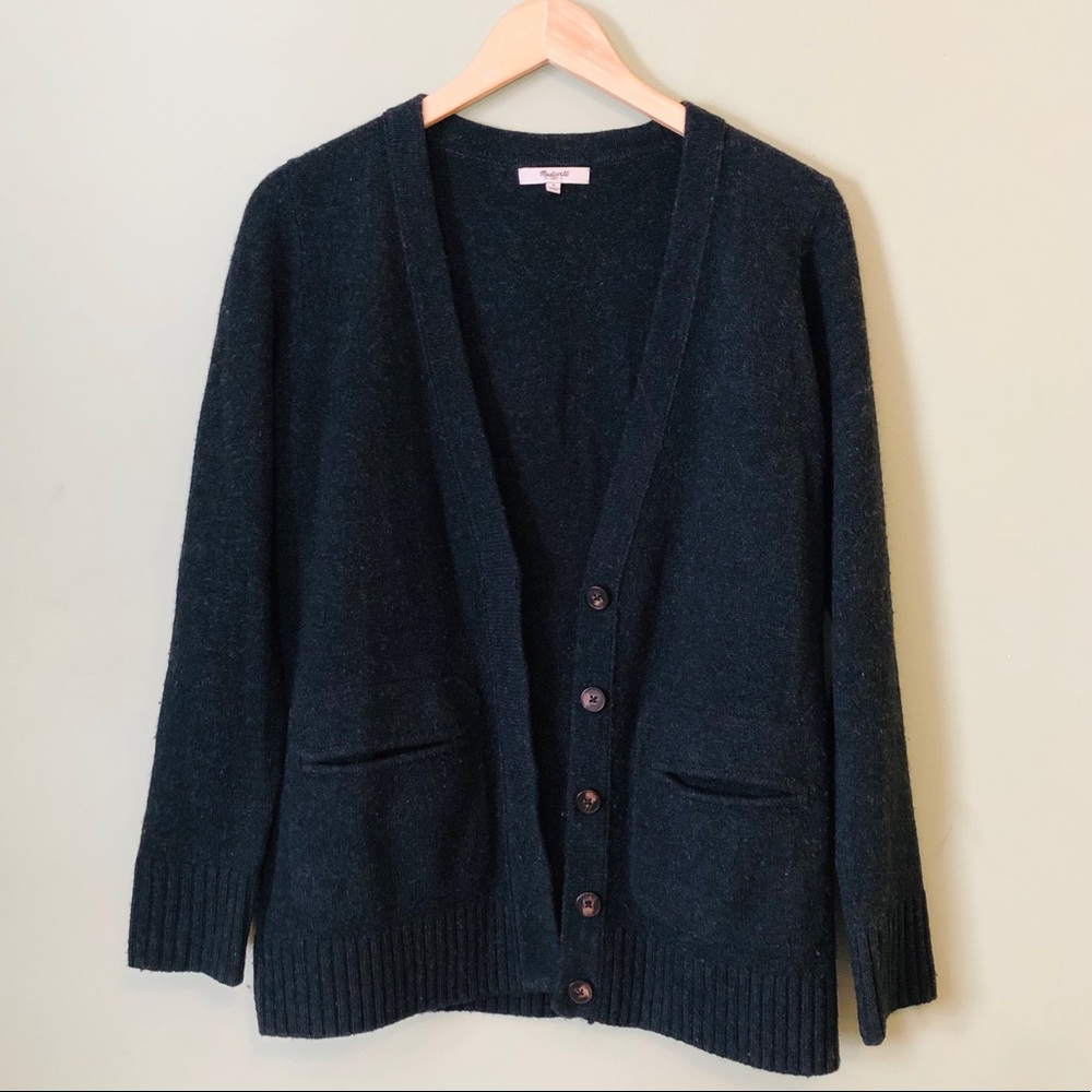 Madewell Dark Green Merino Wool Cardigan Sweater